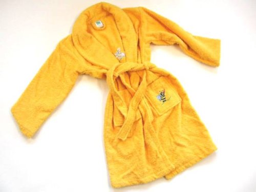 #NEU Bademantel bestickter Morgenmantel für Kinder gelb/Biene Größe 104/110