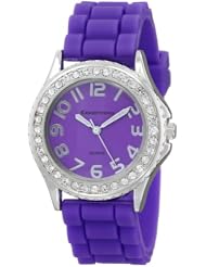 Cerentino Womens 2005R-P Crystal Bezel Boyfriend Purple Silicone Rubber Strap Watch