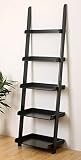 eHemco 5 Tier Leaning Wall Book Shelf in Black 21-5/8