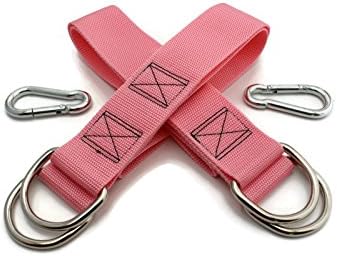 Swing Hanging Straps - USA Made - Safe and Adjustable Tree Swing Kit for Kids and Adults (Set of 2 Straps) (3 Feet, Pink)