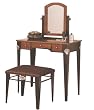 Dark Oak Finish Vanity Set with Bench & Mirror