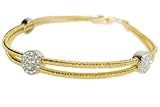 18K Yellow Gold Two-Strand, Hand-Woven Mesh Bracelet, Enhanced With Pave Set Diamonds. ( GH-Color, SI-Clarity; c.t.tw.0.50 CT ).