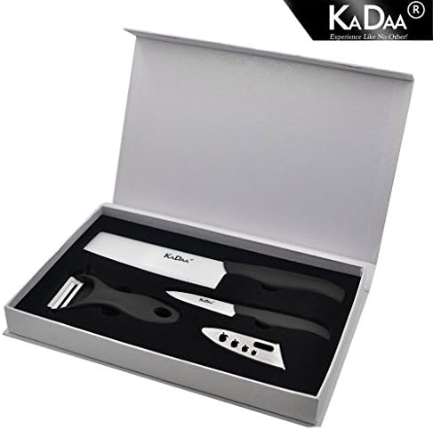 KADAA Ceramic Knife Set Kitchen Ceramic Knife 6 inch Chef's Knife, 3 inch Paring With Sheath, Vegetable Peeler with Deluxe Gift Box