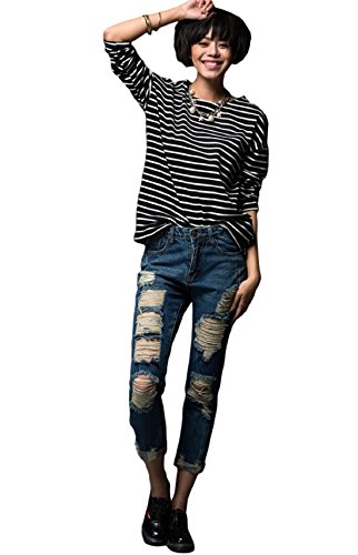 レディース パンツ ジーンズ ジーパン ハーレムパンツ 春 夏 秋 冬 デニム コットン スリム ブロークン ダメージド クラッシュ ロールアップ 美脚 足長効果 アウトドア リゾート レジャー 通勤 通学 カジュアル ワイルド セクシー 可愛いスカーフ付き KK1066