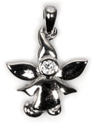 Sterling Silver Clear CZ Angel Pendant Beautiful Unique Charm Pure 925 New 19mm with 1.2mm Rope Chain