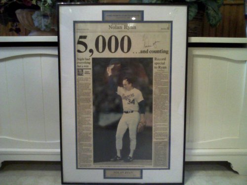 418ixR8aP1L Nolan Ryan signed newspaper article 5000th strikeout