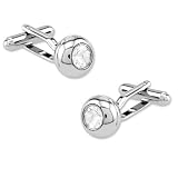 Swarovski Type Crystal Cufflink by Principessa - Silver Silver plated