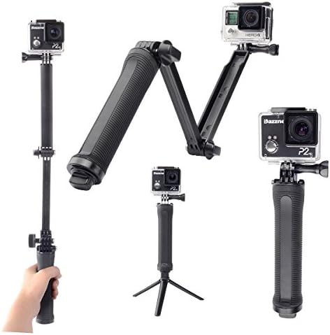 Tinksky Portable 3-Way Adjustable Extendable Monopod Selfie Pole Stick with Tripod Adapter for GoPro HERO Cameras