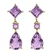 14k Yellow Gold Rose De France Pear and Square Dangle Earring