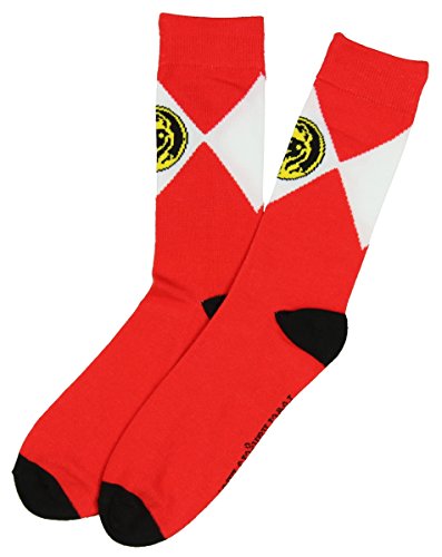 Mighty Morphin Power Rangers Mens Crew Socks (Red)