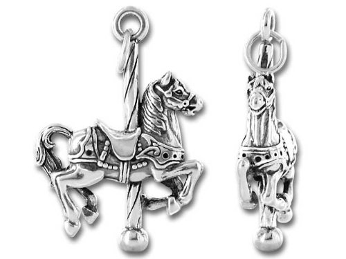 Sterling Silver Detailed Carousel Horse Charm