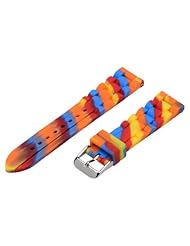 20mm Premium Silicone Camo Red / Orange / Yellow / Blue / Purple - Easily Interchangeable Replacement Watch Band / Strap - Fits All Watches!!!