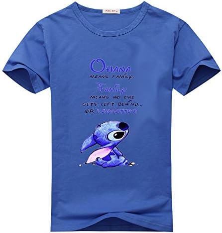 NeynStyle Womens Lilo And Stitch Cartoon Navy Blue T-shirts Size S