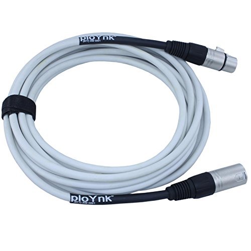 ploYnk Premium Male to Female 3 pin XLR Mic Cable Microphone Audio Cord - 25 FT long: White