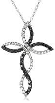 10k White Gold Black Diamond Cross Pendant (1/3 cttw)