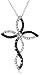 10k White Gold Black Diamond Cross Pendant (1/3 cttw)