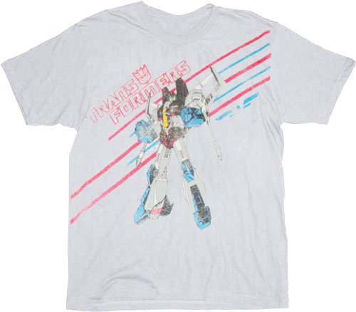  Transformers Mighty Deception Starscream Stripes Silver T-shirt Tee