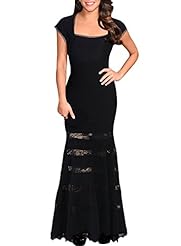 Polyester/Spandex Square Neck Cutout Fitted Lace Cap Sleeves Evening Dress/Prom Dress/Party Dress/Wedding Dress 