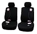 FH-FB053128 3 Row Floral Design Cloth Car Seat Covers, Airbag compatible and Split Bench, Black