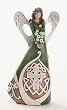 Woodcut Irish Angel Figure with Celtic Cross