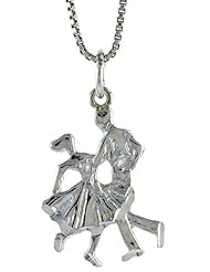 Sterling Silver Ballroom Dancers Pendant, 7/8 inch Tall
