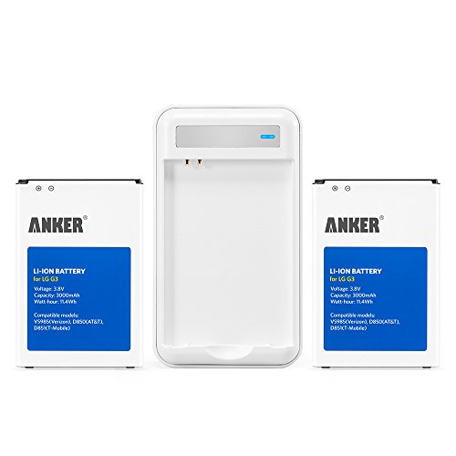 Anker 2 x 3000mah li-ion batteries for lg g3, d855, vs985(verizon…