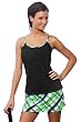 Grass Court: Drop Shot Tennis Skirt: All over black/green plaid