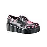 CREEPER-126, 2 Platform Creeper Shoe with Pink Hearts, Demonia by Pleaser USA