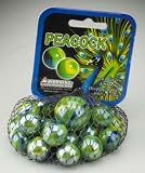 Mega Marbles - PEACOCK MARBLES NET (1 Shooter Marble, 24 Player Marbles & 2 Display Rings)