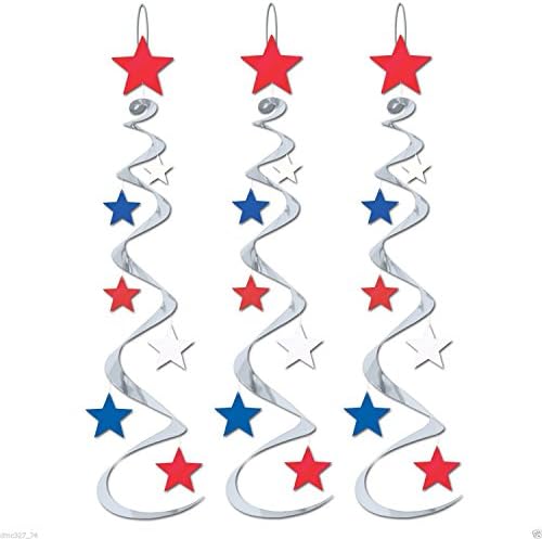 Dreamcasual - 4th Of July PATRIOTIC Party Decoration Hanging STAR WHIRLS Swirls