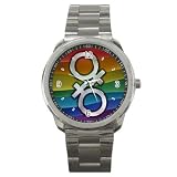 Sport Metal Watch of Gay Pride Rainbow Diamond Female Symbols Flag (Gay, Lesbian, Bi, Bisexual, Transexual, Transgender)