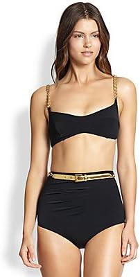 Michael Kors Collection High Waist Gold Chain Bikini Swimsuit Black (10)