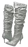 Damita Estella-12 Silver Women Over the Knee Boot