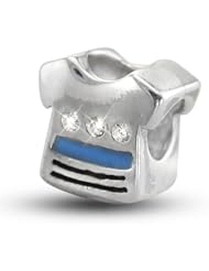 Sterling Sliver Soccer Shirt Charm with CZ stones