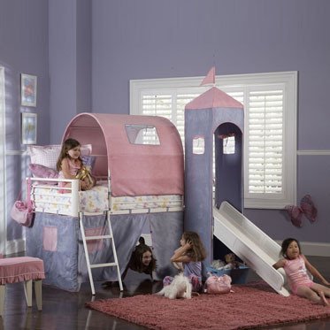 Princess Castle Twin Size Tent Bunk Bed with Slide