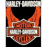 Harley Davidson Orange Wings Super Plush Throw Blanket Queen 78x96