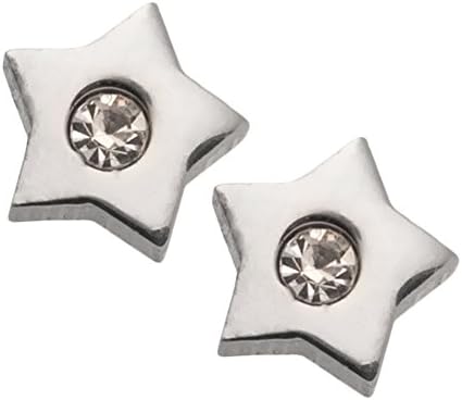 Star With Crystals Stainless Steel Stud Earrings