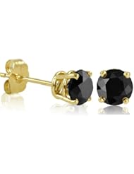 10K Yellow Gold Black Diamond Stud Earrings (1.00 cttw)
