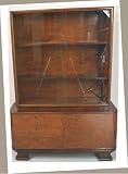 Antique French Deco Burled Vitrine Curio China Hutch