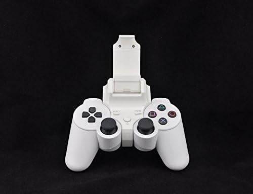QHE PS3 SmartPhone Game Clip Mount Holder for PlayStation 3 Dualshock Controller - Best Clamp Stand Bracket for Samsung Galaxy S5 S4 Note 4 3 Sony Xperia Z3 Z2 HTC Phones [White]