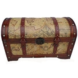 Old World Map Wooden Trunk Wood Steamer Chest Toy Box