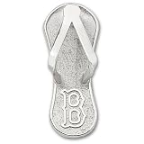 Sterling Silver Boston Red Sox "B" Flip Flop 1" Pendant