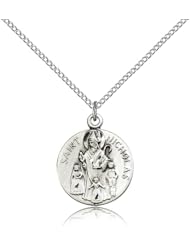 Free Engraving Included Medal- Sterling Silver St. Saint Nicholas Pendant 3/4 x 5/8" 4244SS--w/18" Chain & Box Patron Saint of Bakers/Brides/Children