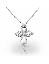 Platinum Stunning Feminine Cross Diamond Pendant. 1 CTW