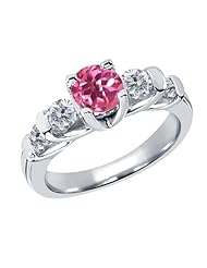 1.88 Ct Round Pink Mystic Topaz G/H Diamond 18K White Gold Ring