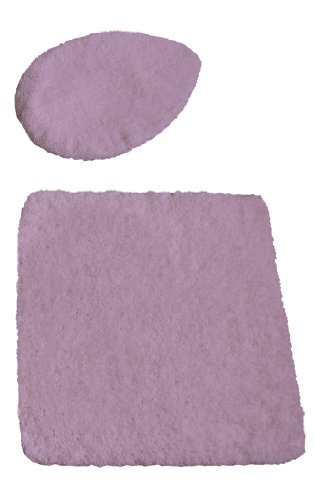 Kinzler J-10053/22 Mikrofaser Bademattenset 2-teilig, WC-Deckelbezug 47 x 50 cm, und Vorleger ohne Ausschnitt 50 x 55 cm, flieder