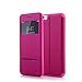 Nouske iPhone 6/6S Smart Touch Case S-View Window Flip Cover/Magnetic Closure/Stand/TPU bumper/360 protection, Hot Pink