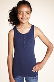 Pure Cotton Plain Button Vest Top