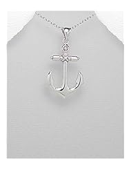 Anchor Pendant Necklace In 92.5 Sterling Silver