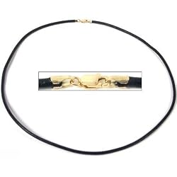 Leather Cord Necklace Black 18"